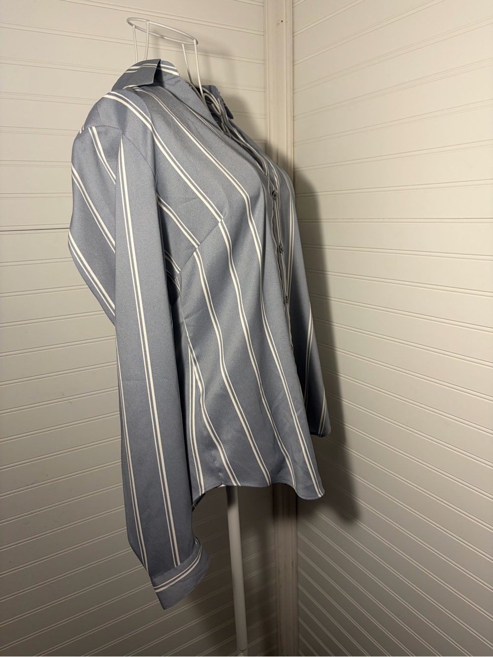 Ann Taylor Blue Stripe Button-Down Blouse - Picture 5 of 9